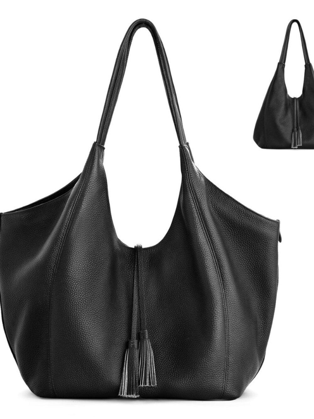 Soft Genuine Leather Slouchy Tote Hobo Shoulder Bag for Women Travel